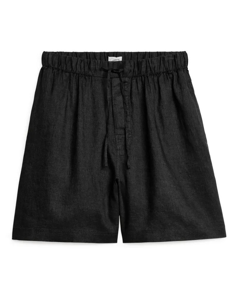 Arket Leinen-Shorts -Schwarz Schwarz