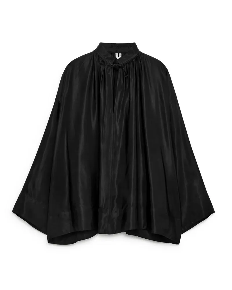 Arket Bluse Mit Raffung Und Stockholm-Print - Schwarz Schwarz