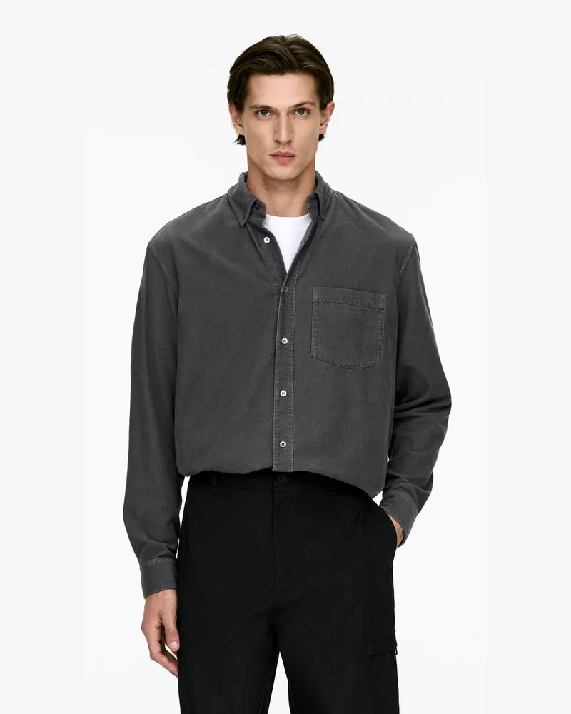 Arket Lockeres Hemd Aus Cord -Grau Grau
