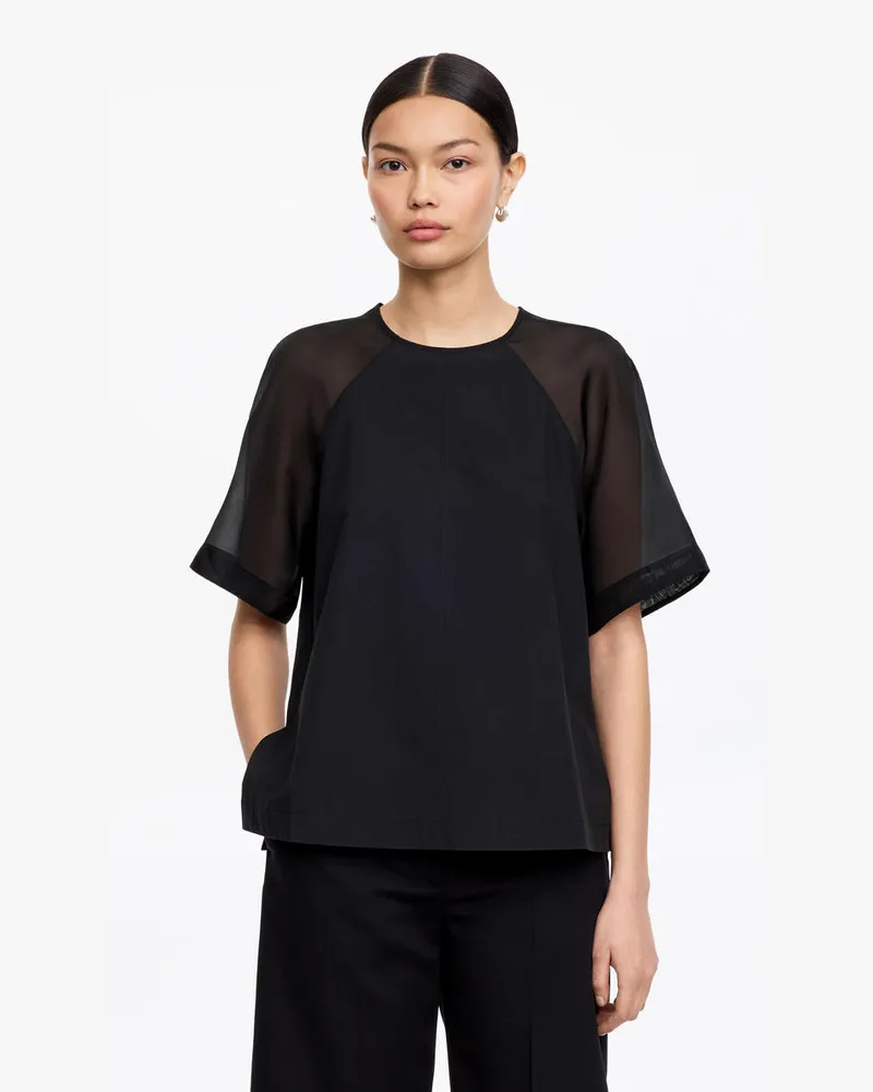 Arket Oberteil Aus Baumwolle Und Seide -Schwarz Schwarz