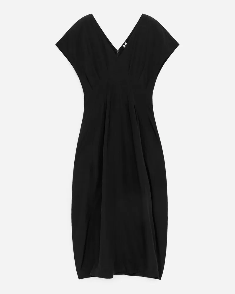 Arket Kleid Mit V-Ausschnitt Und Falten -Schwarz Schwarz