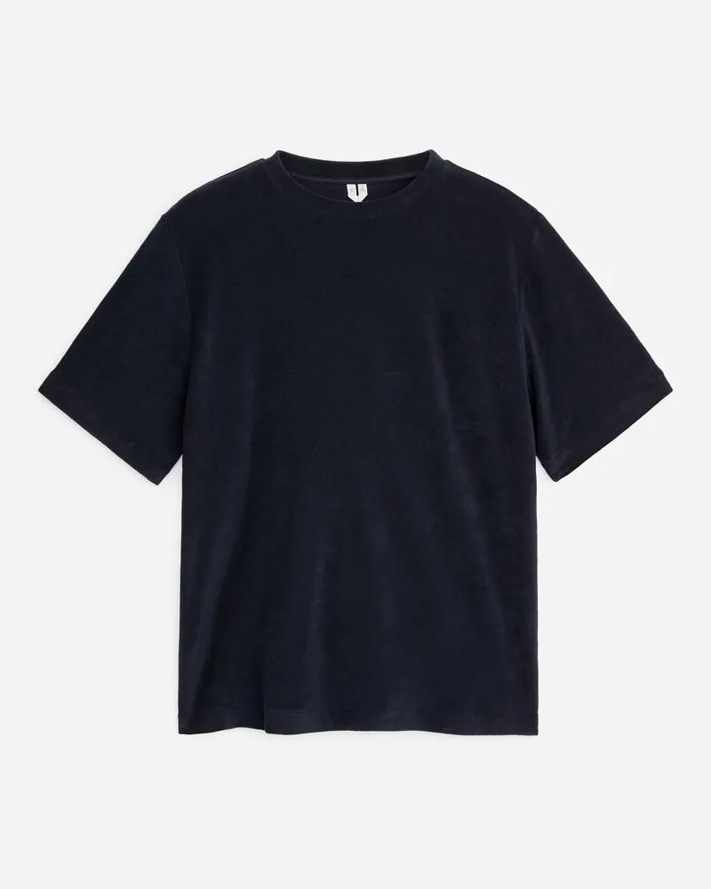 Arket T-Shirt Aus Baumwollfrottee -Blau Blau