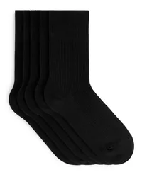 Arket Gerippte Baumwollsocken, 5Er-Pack Schwarz