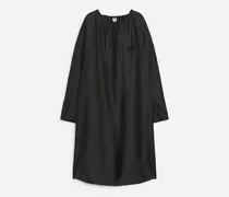 Midikleid Aus Seide -Schwarz