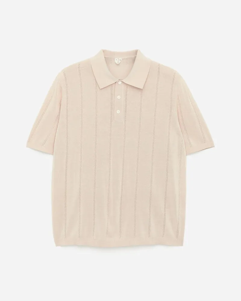Arket Poloshirt Im Pointelle-Strick -Beige Beige