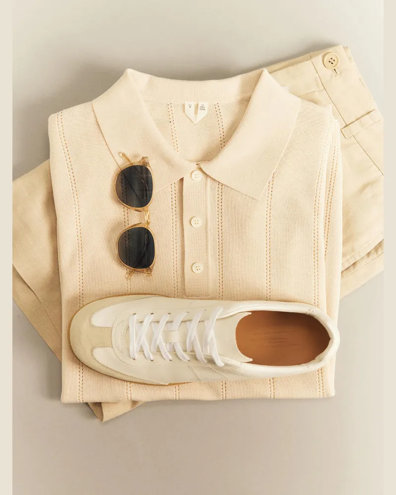 Arket Poloshirt Im Pointelle-Strick -Beige Beige