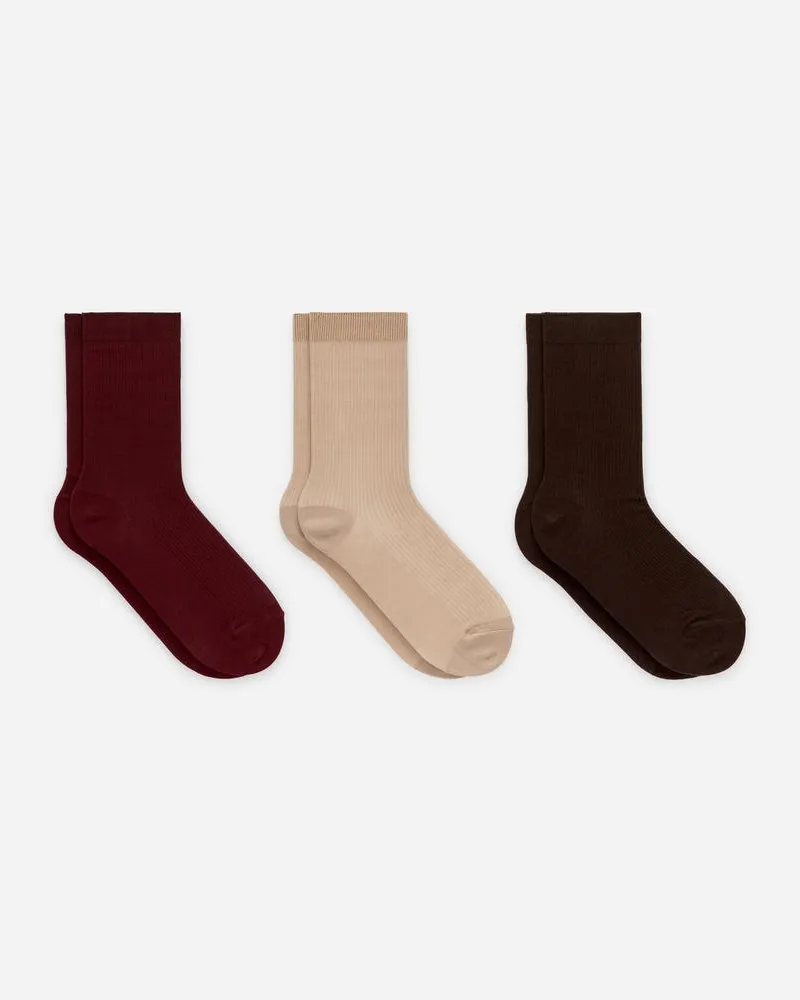 Arket Gerippte Baumwollsocken 3er-Pack -Rot Rot