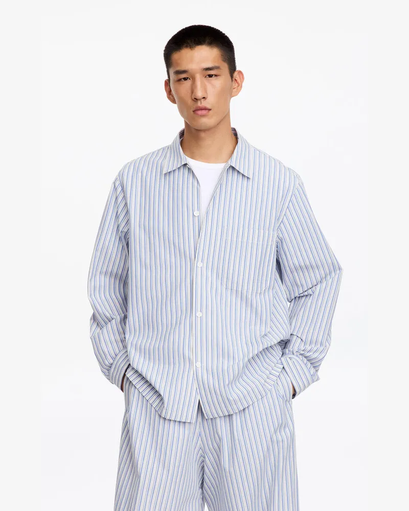 Arket Gestreiftes Pyjamaoberteil -Blau Blau