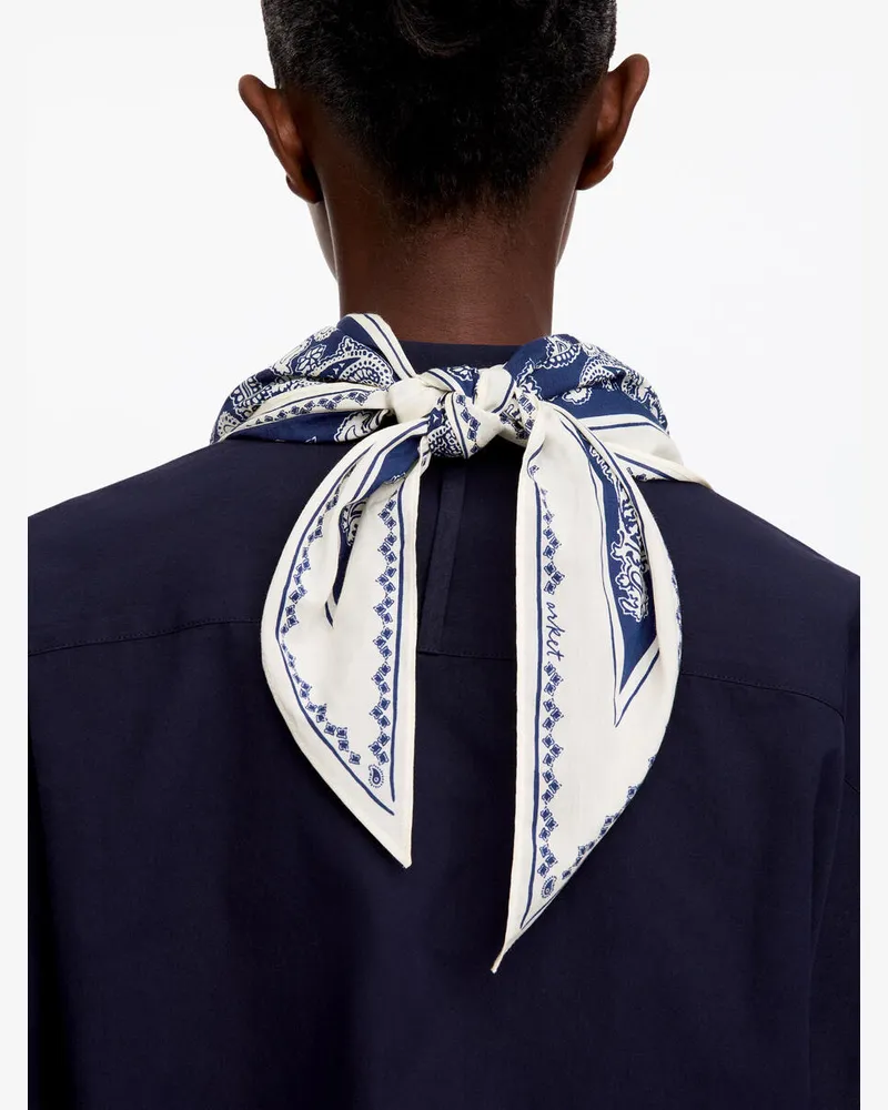Arket Schal Aus Baumwolle Und Seide Mit Paisley-Muster -Blau Blau
