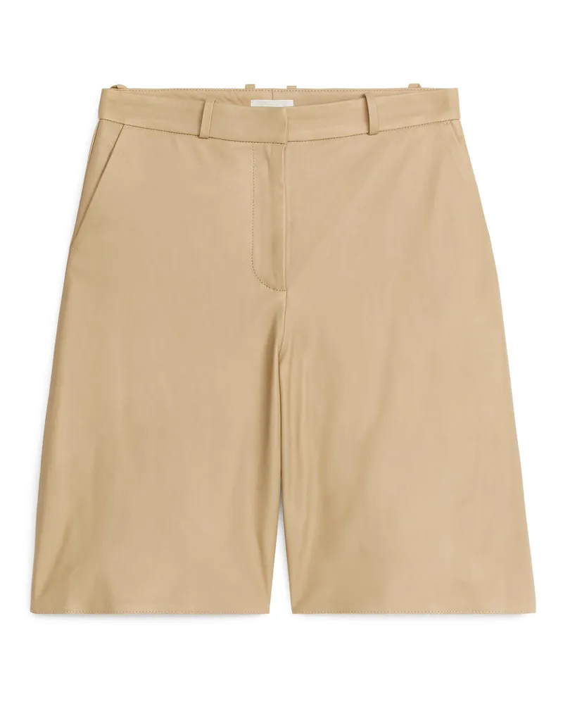 Arket Ledershorts - Beige Beige