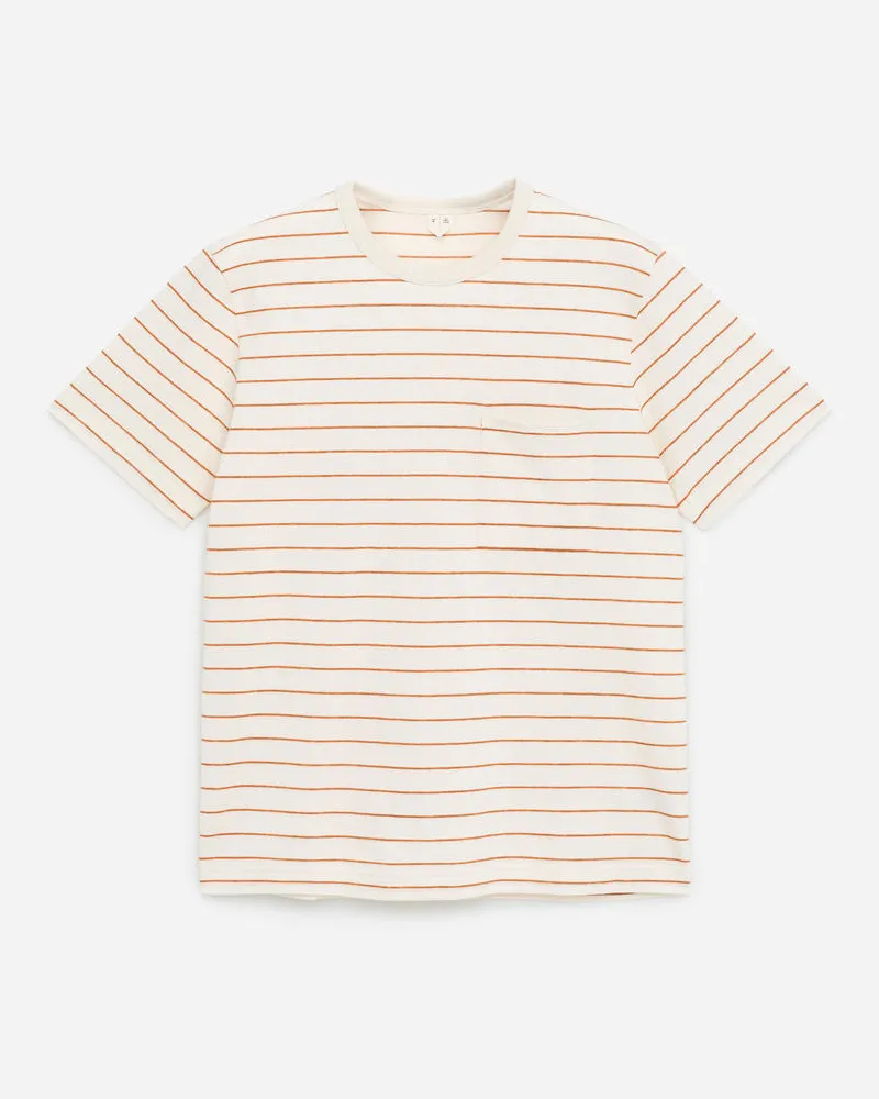 Arket T-Shirt Aus Baumwolle Und Leinen - Weiß|Orange Cremeweiß