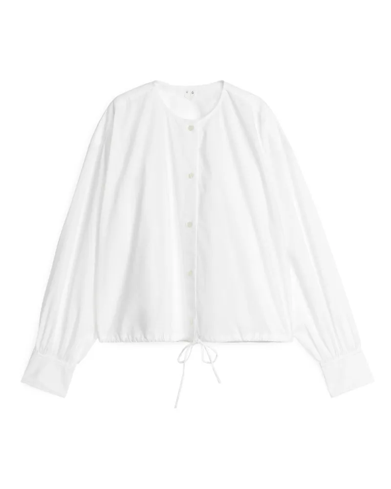 Arket Kragenlose Baumwollbluse - Weiß Weiß