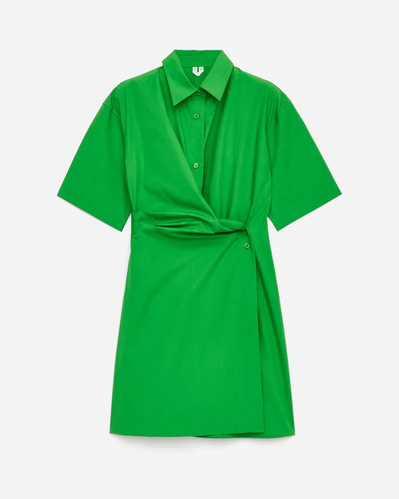 Arket Wickel-Hemdblusenkleid -Grün Grün