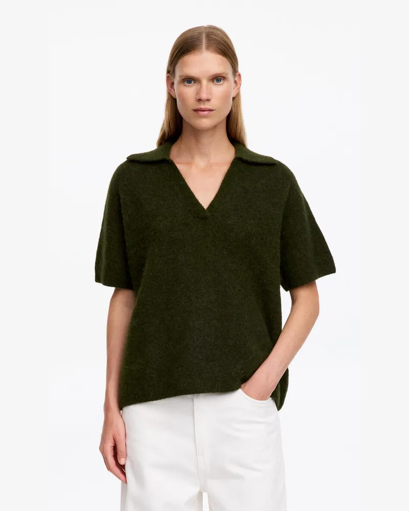 Arket Gestrickter Polopullover -Grün Grün