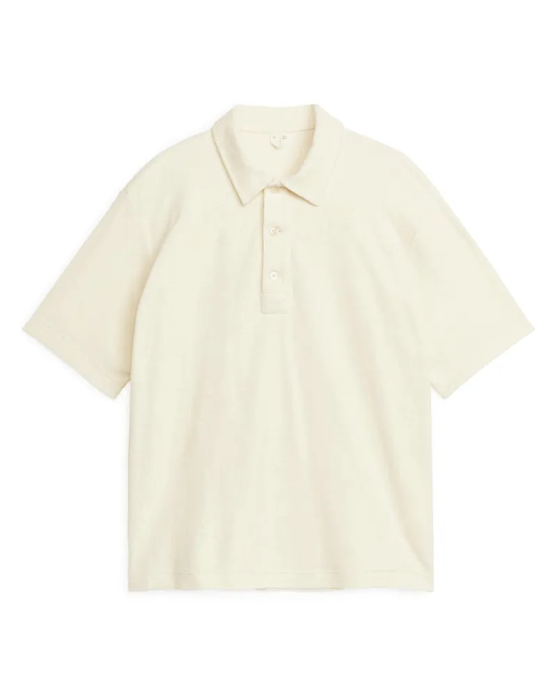 Arket Poloshirt Aus Baumwollfrottee - Weiß Cremeweiß