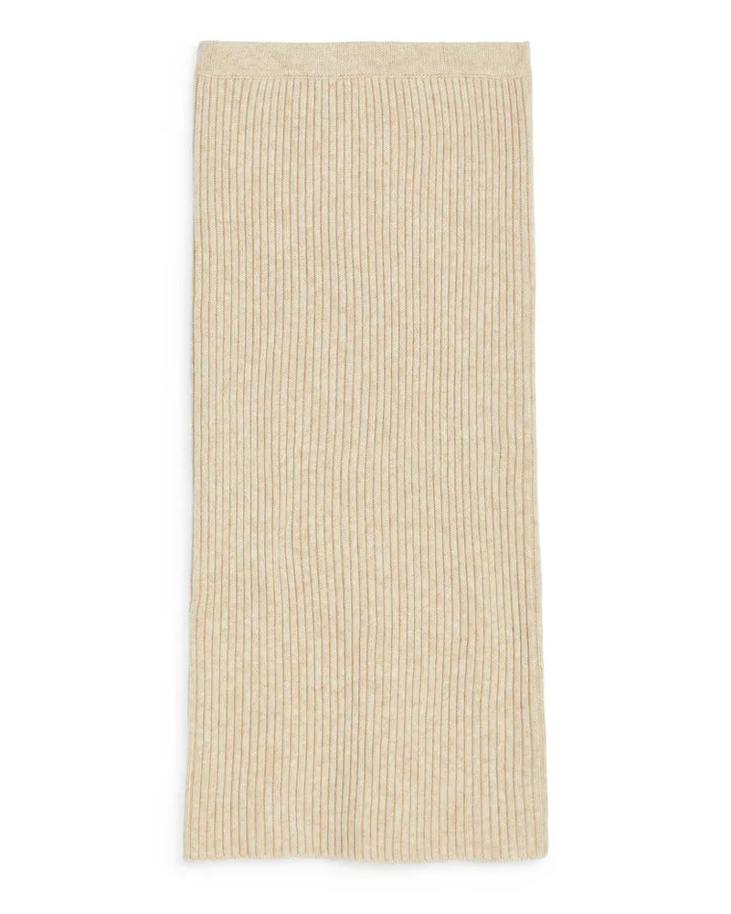 Arket Gerippter Rock Aus Baumwolle Und Wolle - Beige Beige