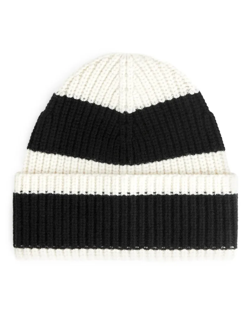 Arket Klobige Woll-Beanie - Schwarz|Mehrfarbig|Weiß Schwarz