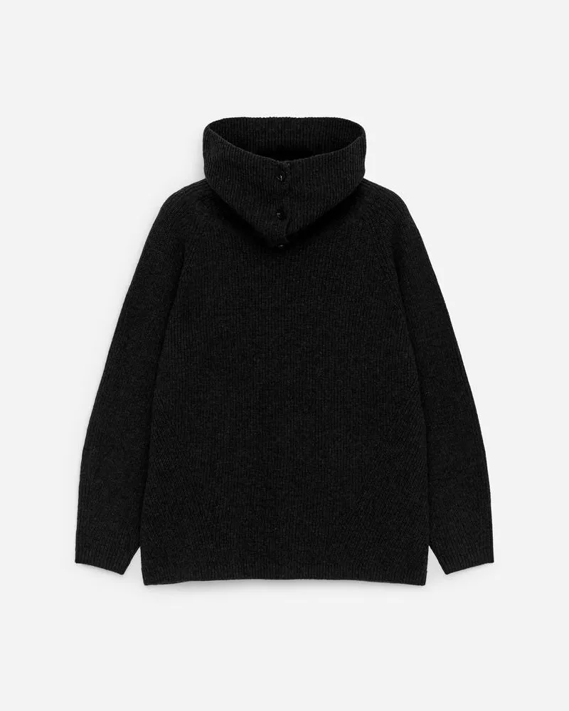 Arket Pullover Mit Umlegekragen -Grau Grau
