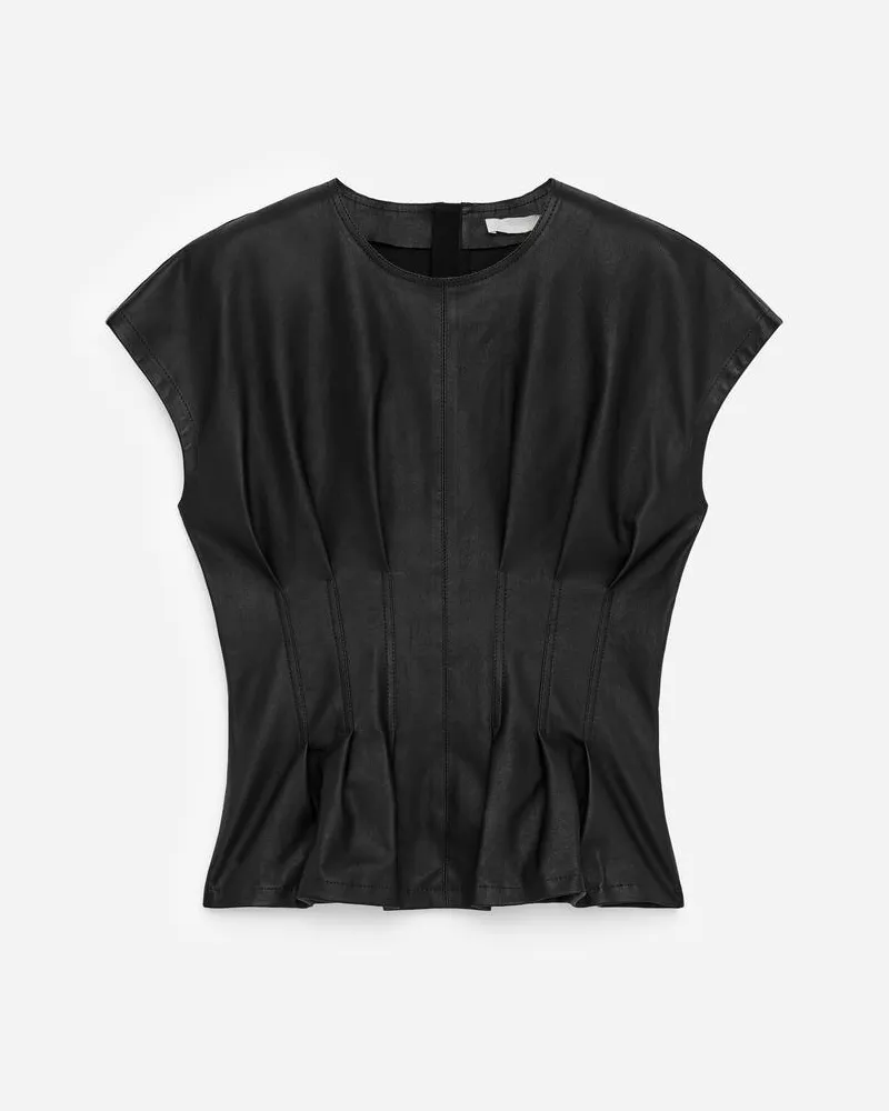 Arket Lederoberteil Mit Falten -Schwarz Schwarz