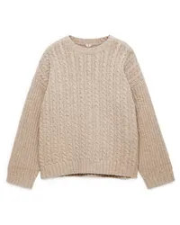 Arket Lockerer Pullover mit Zopfmuster Beige