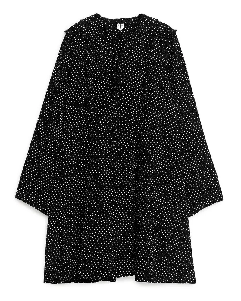 Arket Kleid In A-Linie Mit Rüschen - Schwarz|Mehrfarbig Schwarz