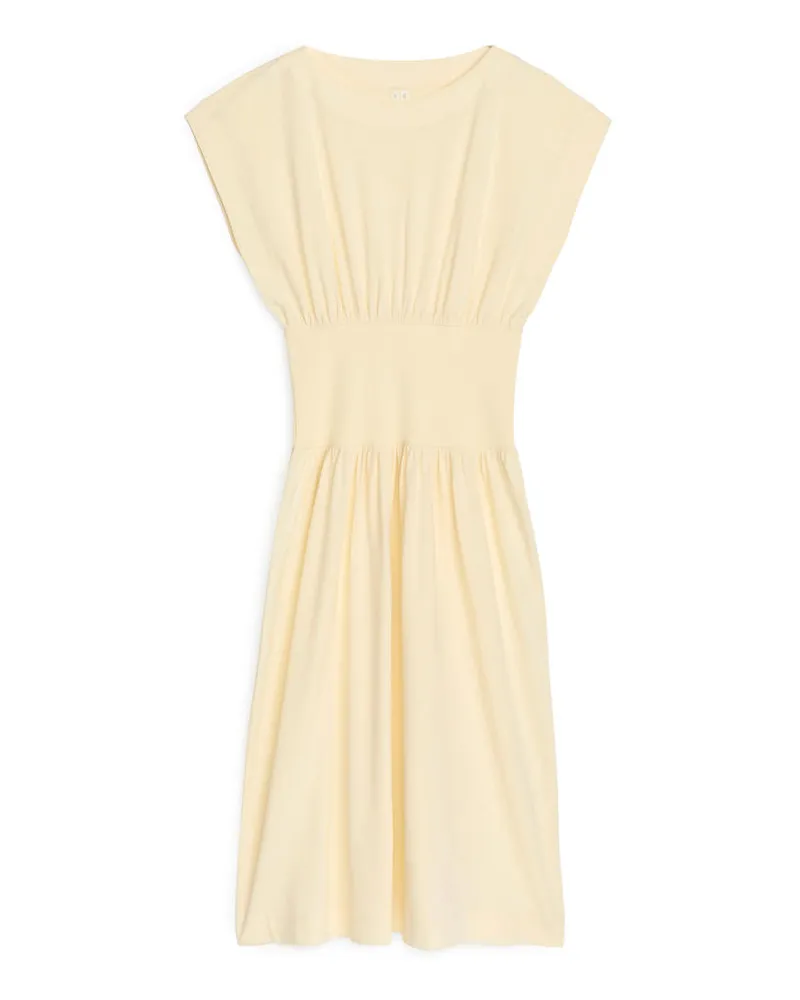 Arket Midikleid Mit Abgesetzter Taille - Gelb Hellgelb