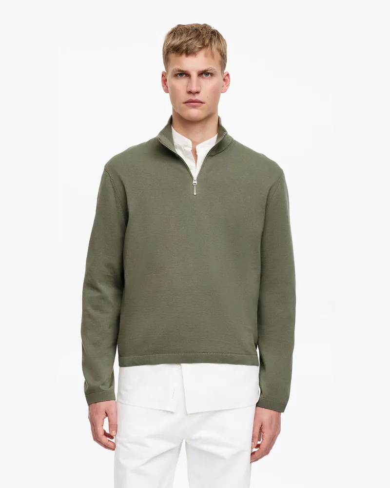 Arket Strickpullover Mit Kurzem Reißverschluss -Grün Grün