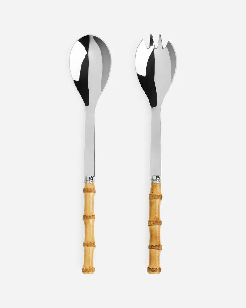 Arket Bambus-Salatbesteck Von Sabre Paris - Beige|Mehrfarbig|Silberfarben Echter