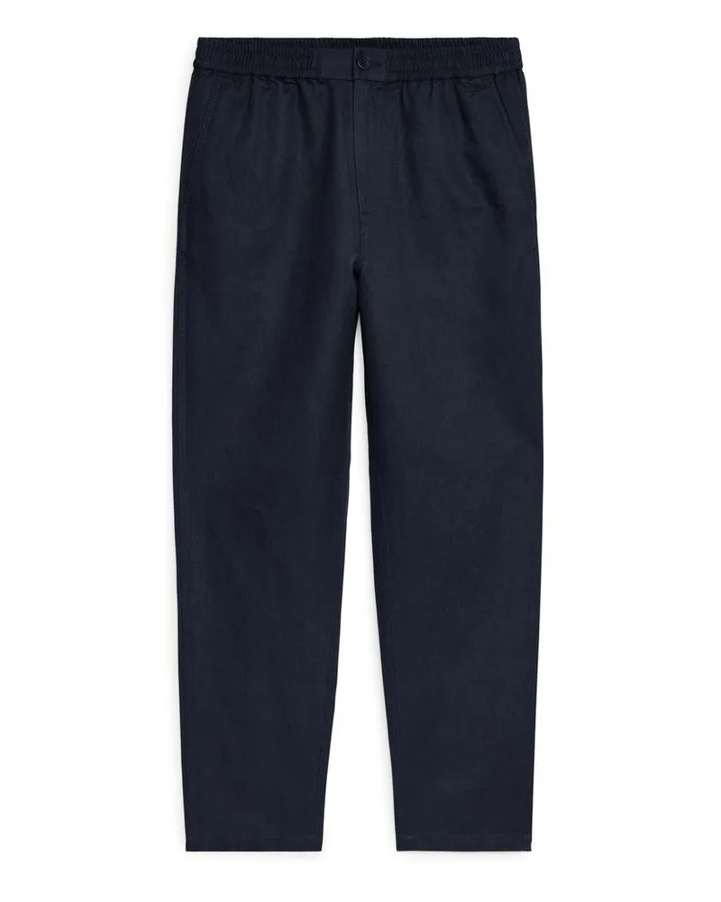 Arket Leinenhose Mit Tunnelzugbund - Blau Dunkelblau