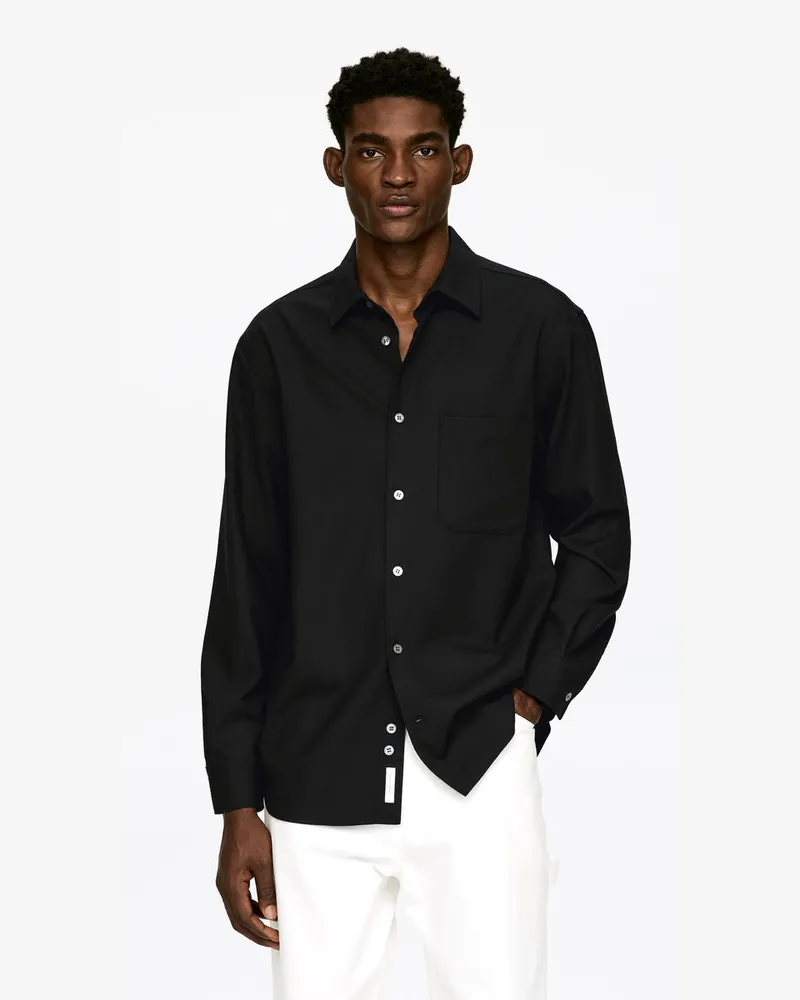 Arket Legeres Hemd Aus Einer Wollmischung -Schwarz Schwarz