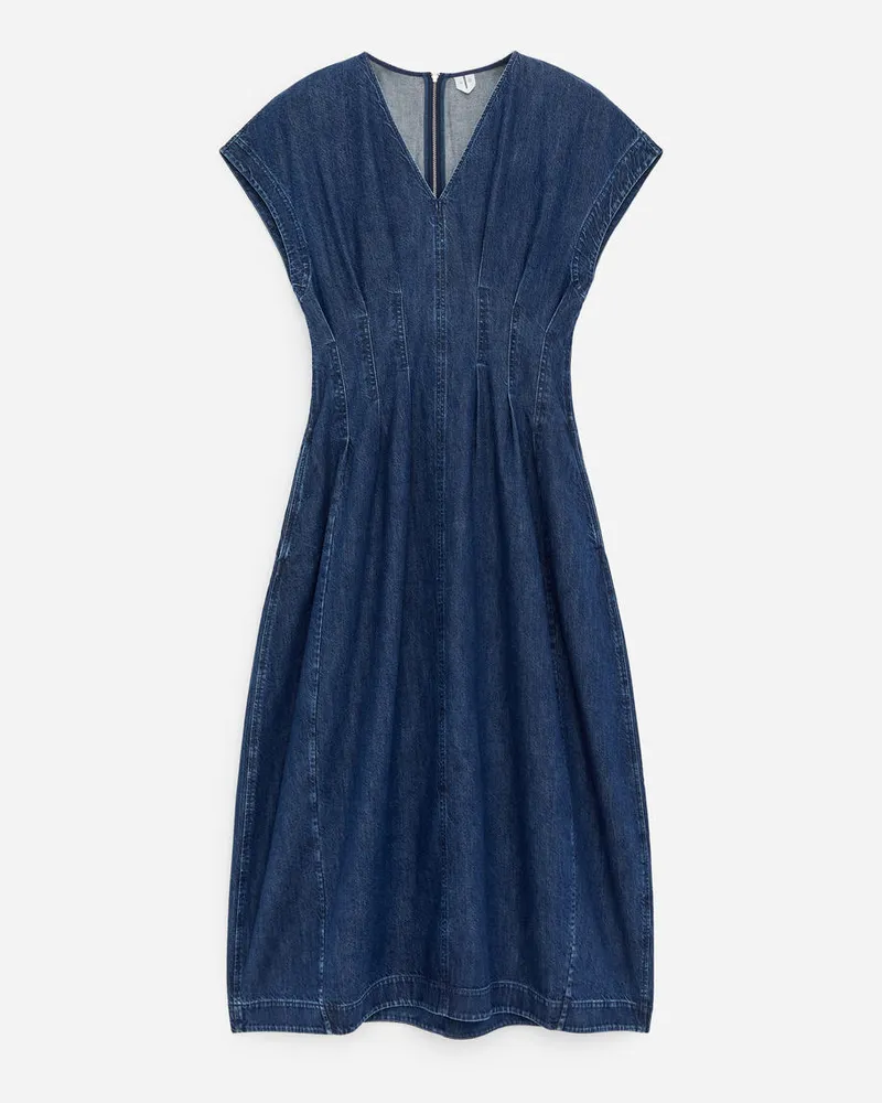 Arket Denimkleid Mit Falten -Blau Blau