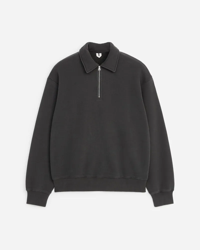 Arket Sweatshirt Aus Baumwolle Mit Kurzem Reißverschluss -Blau Blau