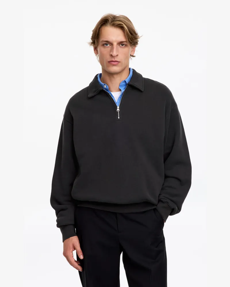 Arket Sweatshirt Aus Baumwolle Mit Kurzem Reißverschluss -Blau Blau