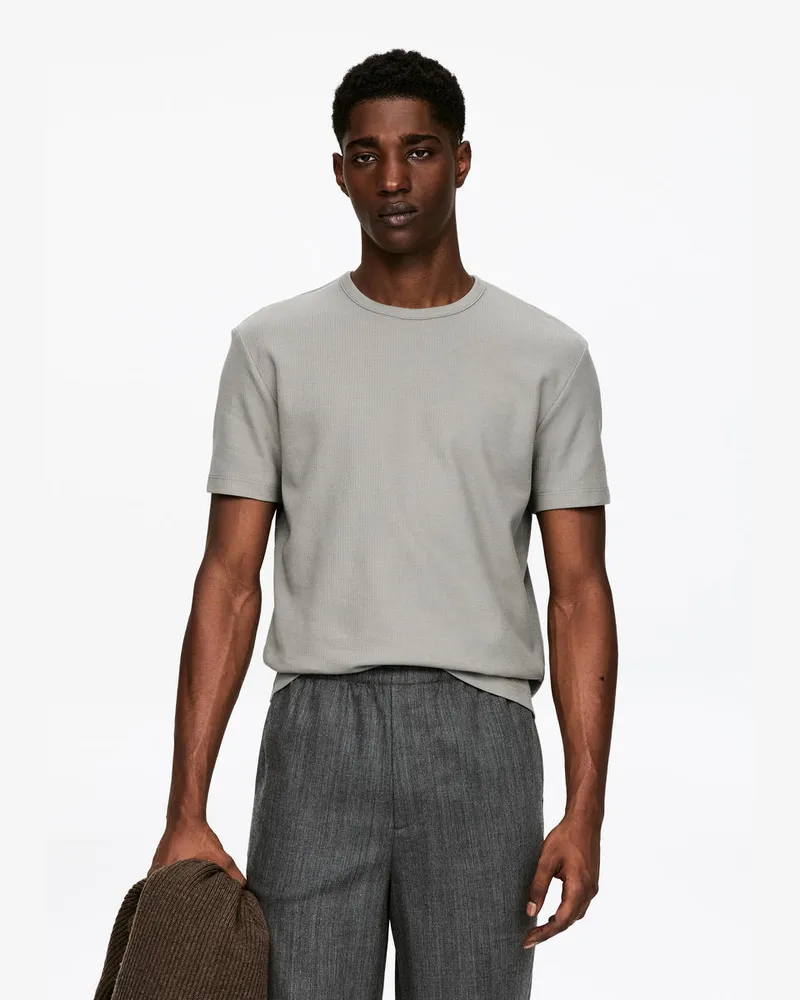 Arket Körpernahes Baumwoll-T-Shirt -Grau Grau