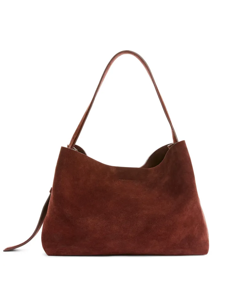 Arket Schultertasche Aus Veloursleder -Rot Rot