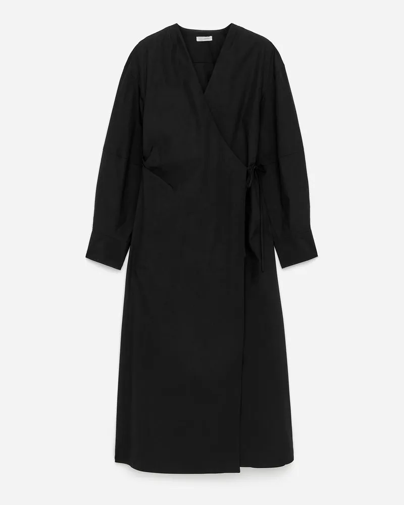 Arket Wickelkleid Aus Baumwolle -Schwarz Schwarz