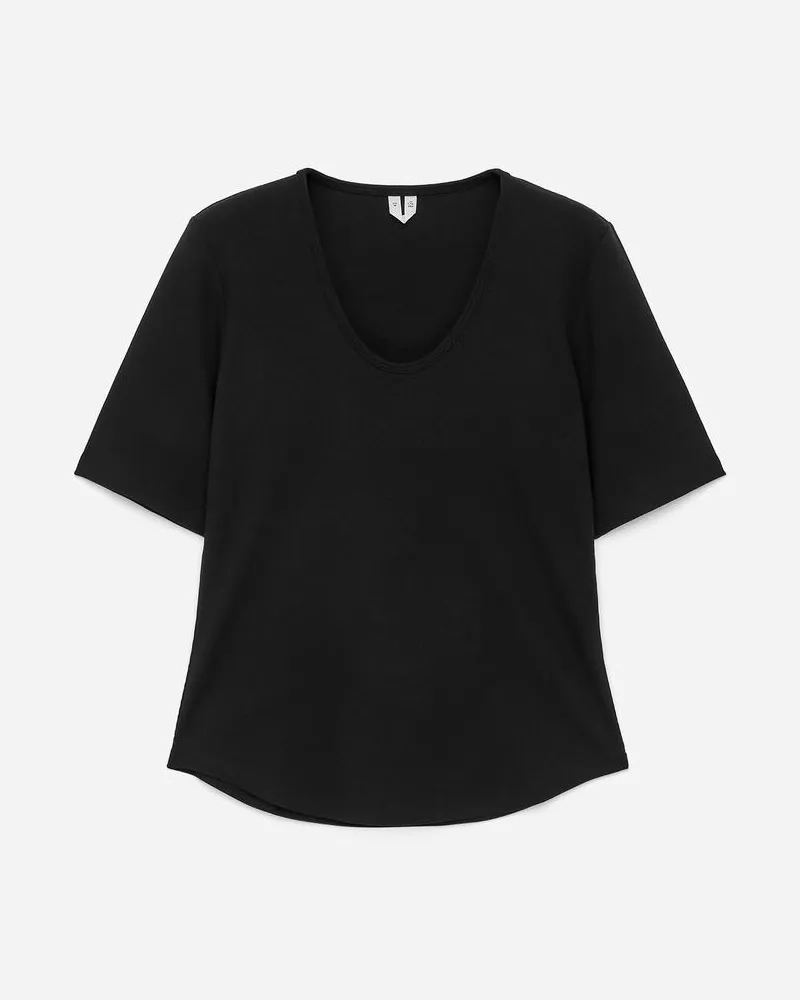 Arket Geripptes T-Shirt -Schwarz Schwarz
