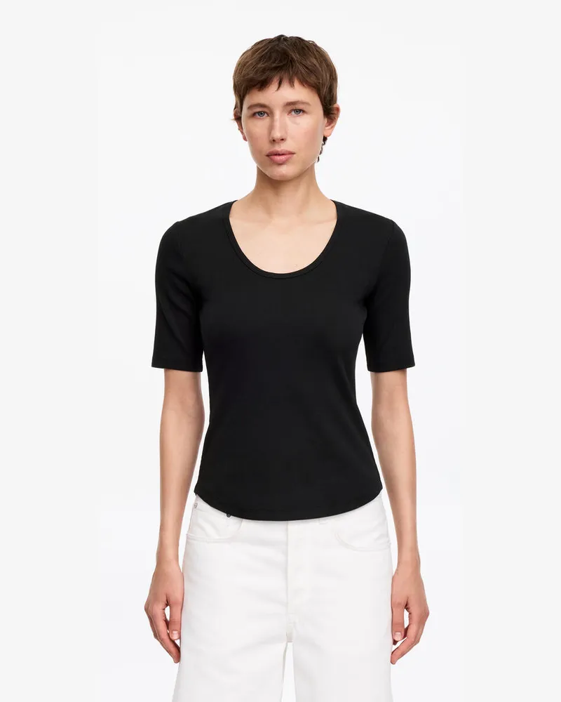 Arket Geripptes T-Shirt -Schwarz Schwarz