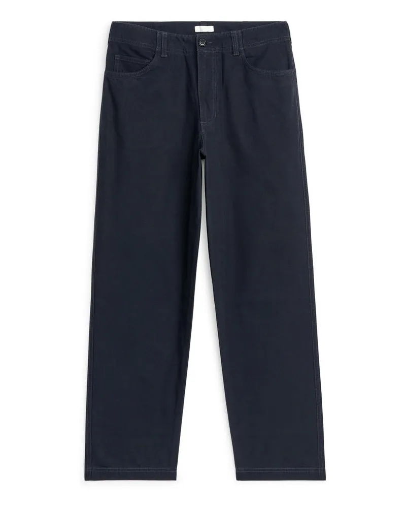Arket Gerade Geschnittene Chino Aus Baumwolle - Blau Dunkelblau
