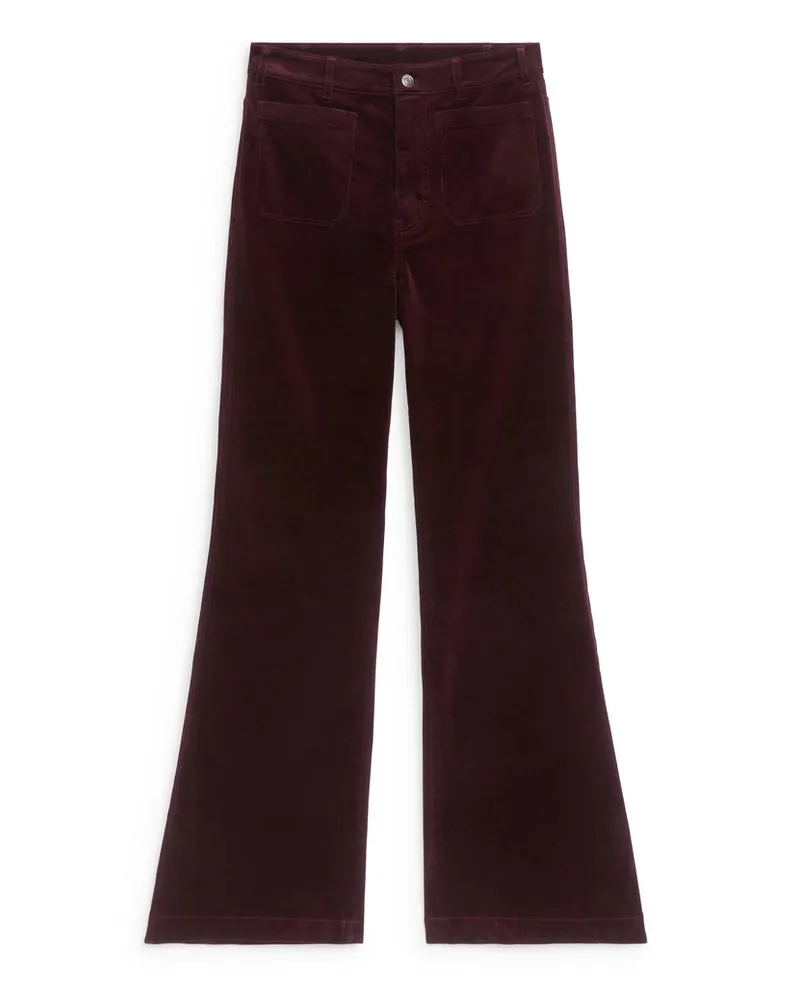 Arket Lupine Flared Cordhose - Rot Weinrot