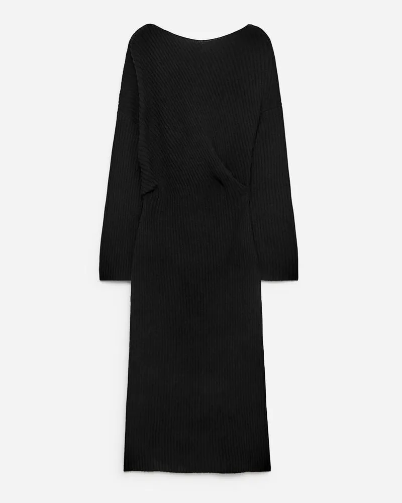 Arket Wollkleid Mit Drapierung -Schwarz Schwarz