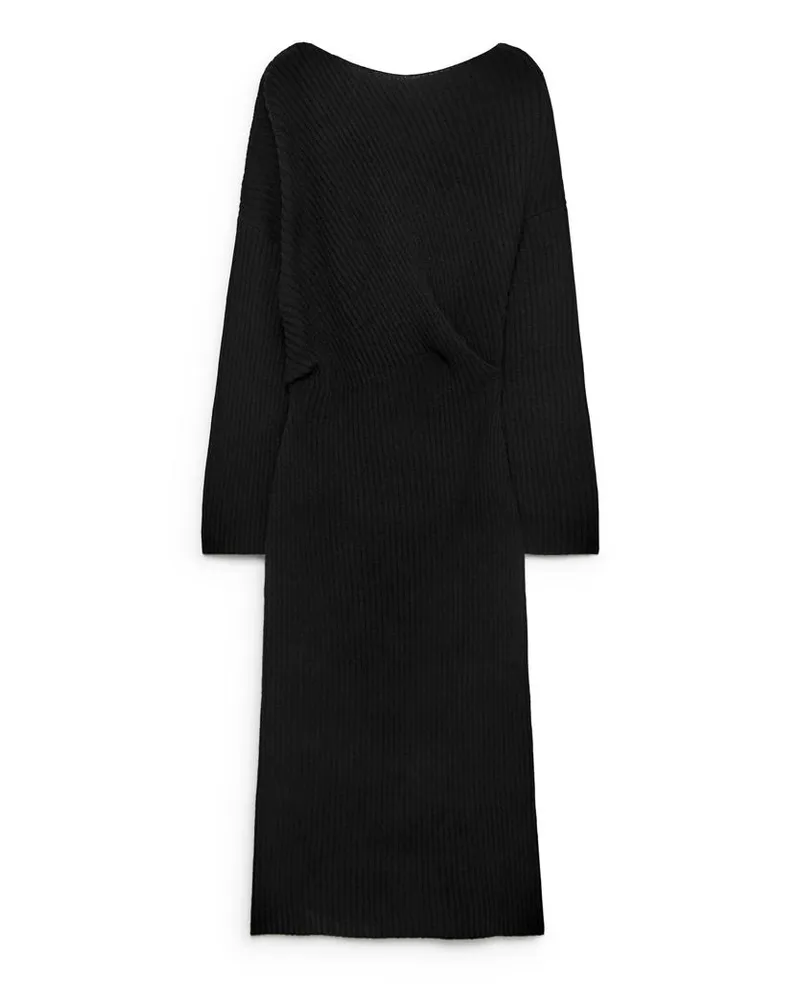 Arket Wollkleid Mit Drapierung - Schwarz Schwarz