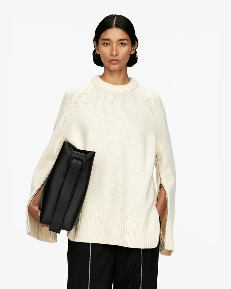Arket Wollpullover Mit Reißverschlüssen -Weiß Weiß