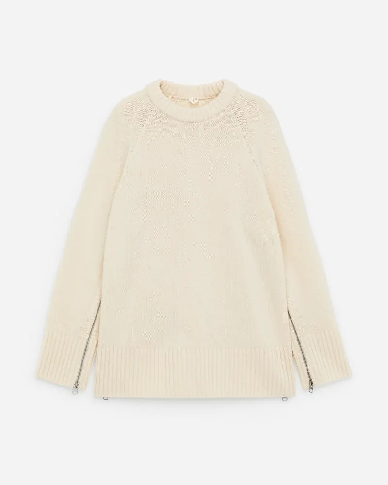 Arket Wollpullover Mit Reißverschlüssen -Weiß Weiß
