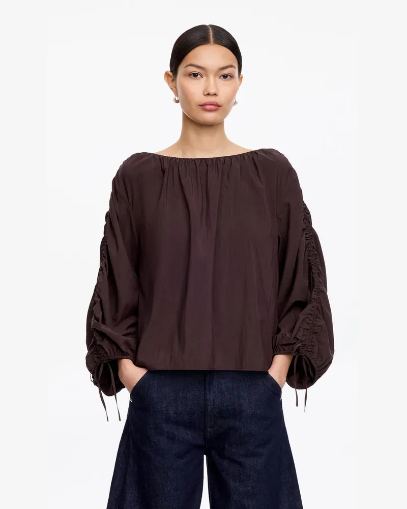 Arket Geraffte Bluse -Braun Braun