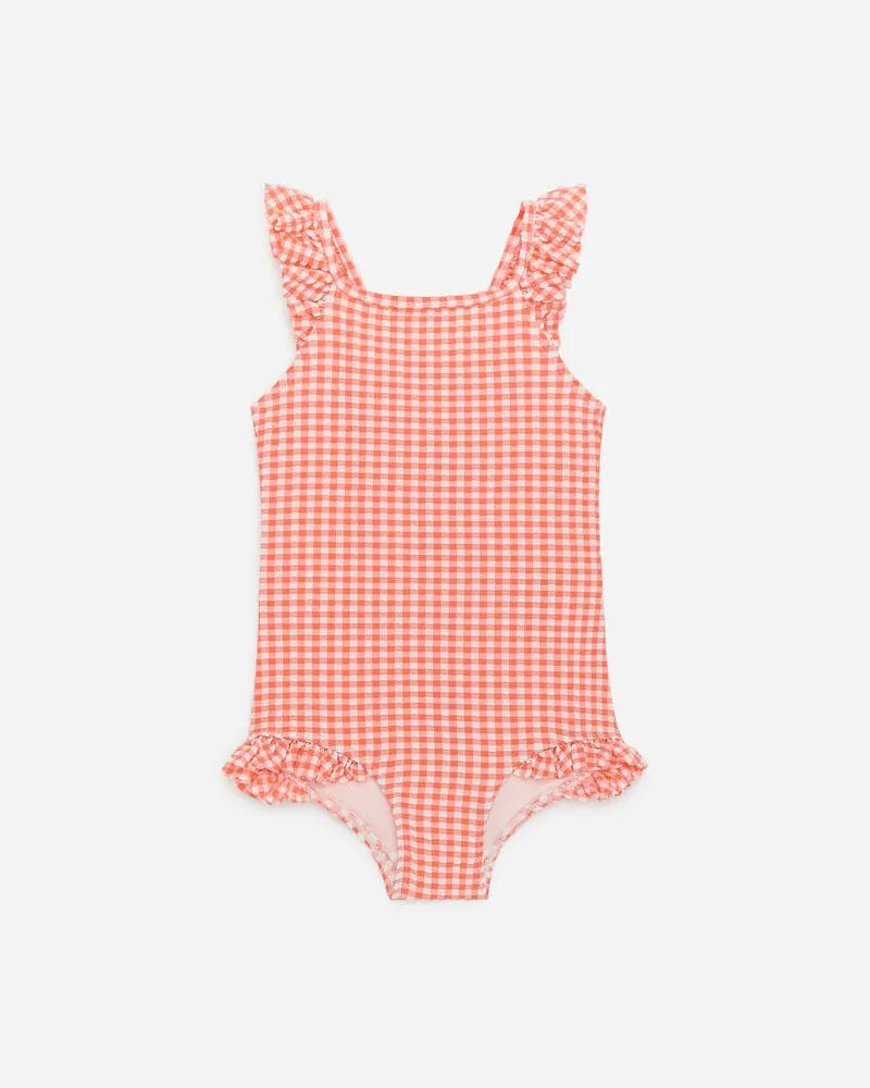 Arket Badeanzug Aus Seersucker -Orange Orange