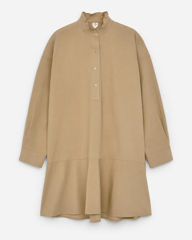 Arket Baumwollkleid Mit Rüschen - Beige Dunkelbeige