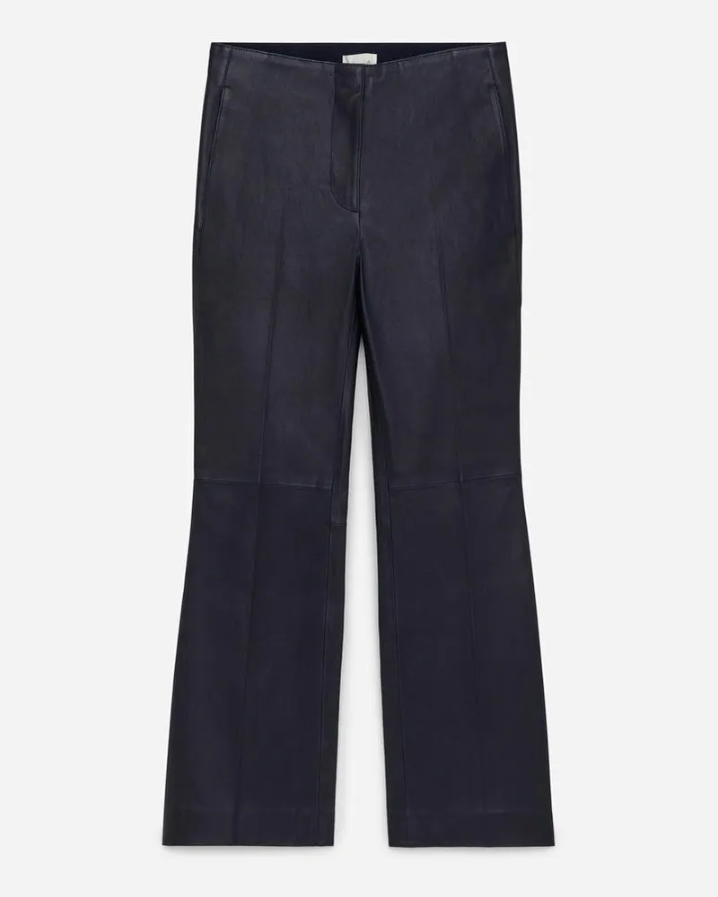 Arket Verkürzte, Ausgestellte Lederhose - Blau Dunkelblau