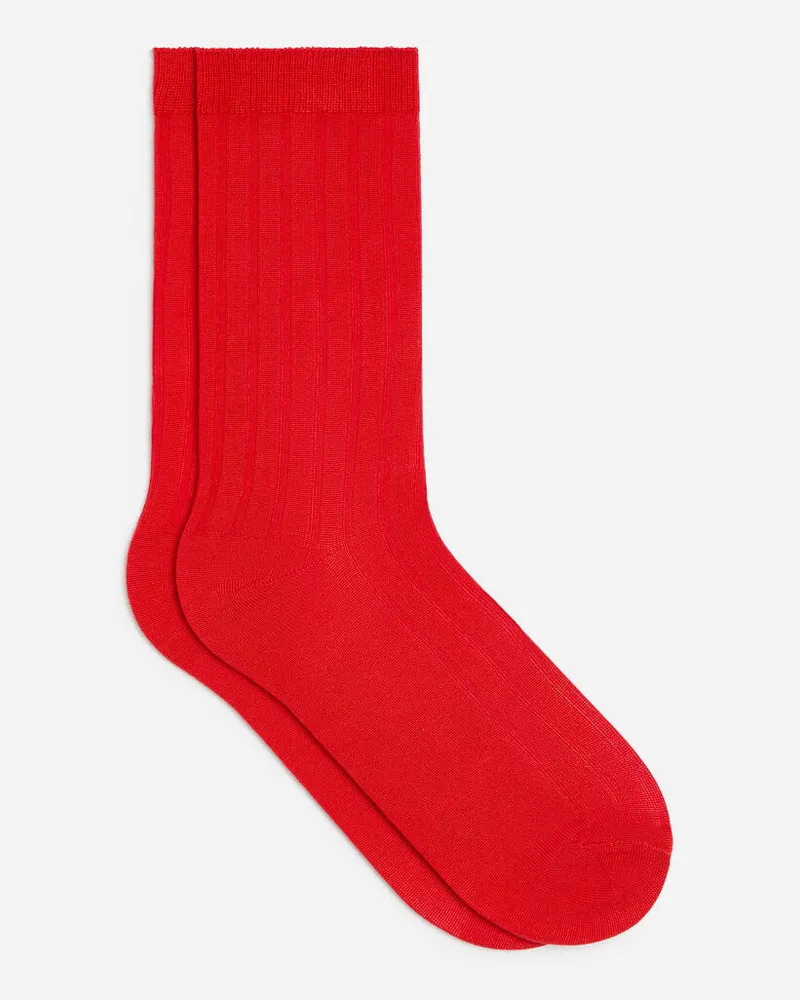 Arket Gerippte Socken Aus Seidenmischung -Rot Rot