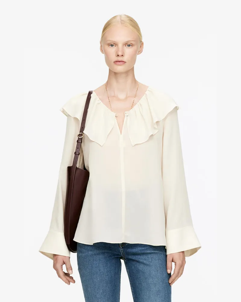 Arket Bluse Mit Rüschenkragen -Beige Beige